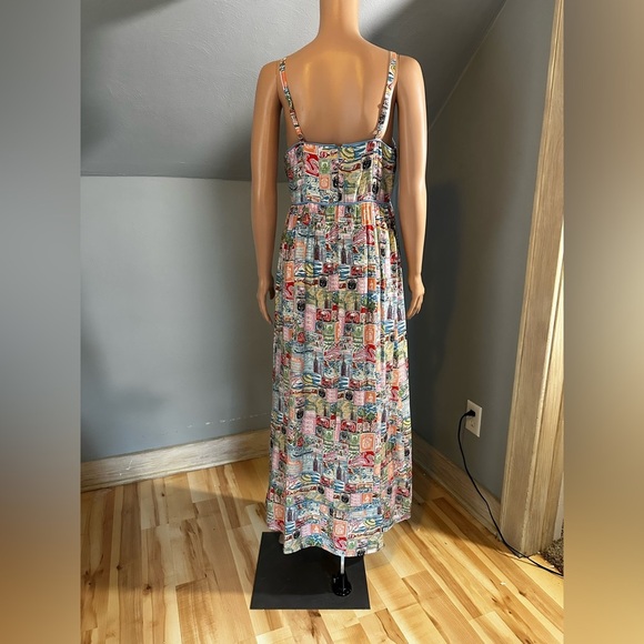 The Good Journey Piping-Trim Postcard Print Midi Dress Size 8 NWT - Picture 5 of 5